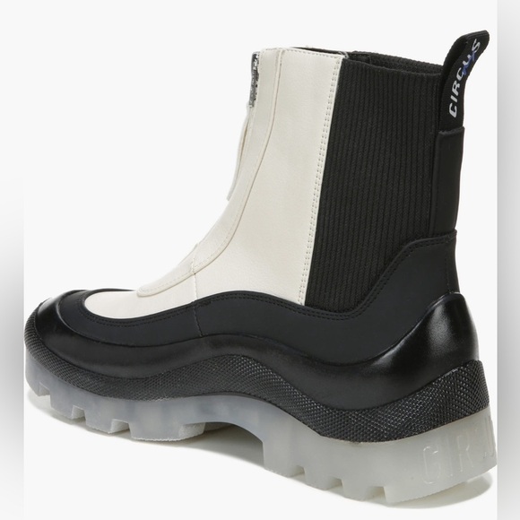 Circus NY - Sam Edelman Black Modern Ivory Zip Up Boot Size 8 - Picture 2 of 4